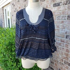 Twinkle by Wenlan Boho Knot Print Top Size 6
